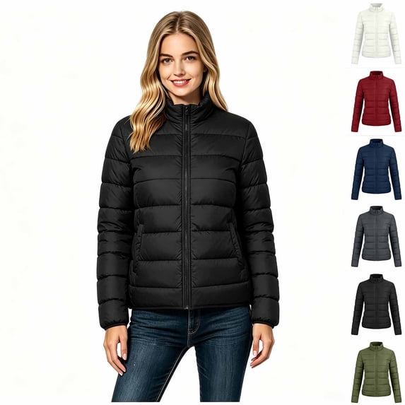 Women’s Lightweight Puffer Jacket, Quilted Winter Jacket Coat with No Hooded, Women's ,Size S-2XL