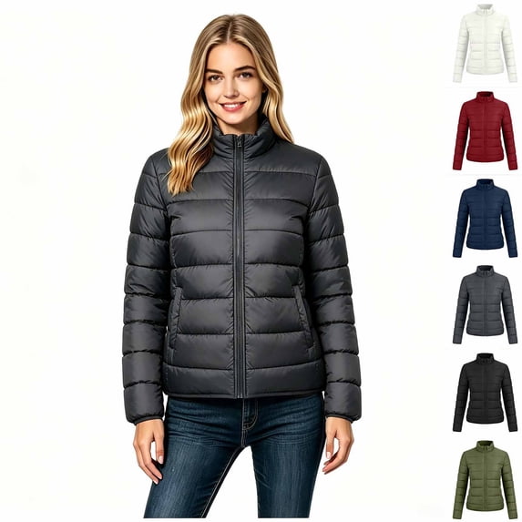 Women’s Lightweight Puffer Jacket, Quilted Winter Jacket Coat with No Hooded, Women's ,Size S-2XL