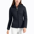 thumbnail image 1 of Women's Lightweight Puffer Jacket Short Winter Quilted Down Coat with Detachable Hood Black XL, 1 of 6