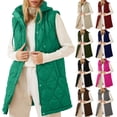 thumbnail image 1 of Women's Lightweight Puffer Jacket Sleeveless Hooded Quilted Coat Long Outerwear Winter Warm Zip Up Thermal Insulated Hoodie Vest for Cold Weather | CSEONE,Wine L, 1 of 8
