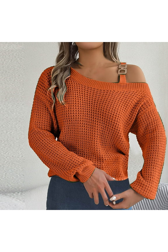 Women's Lightweight Pullover Long Sleeve Off Shoulder Solid Top For Fall Season