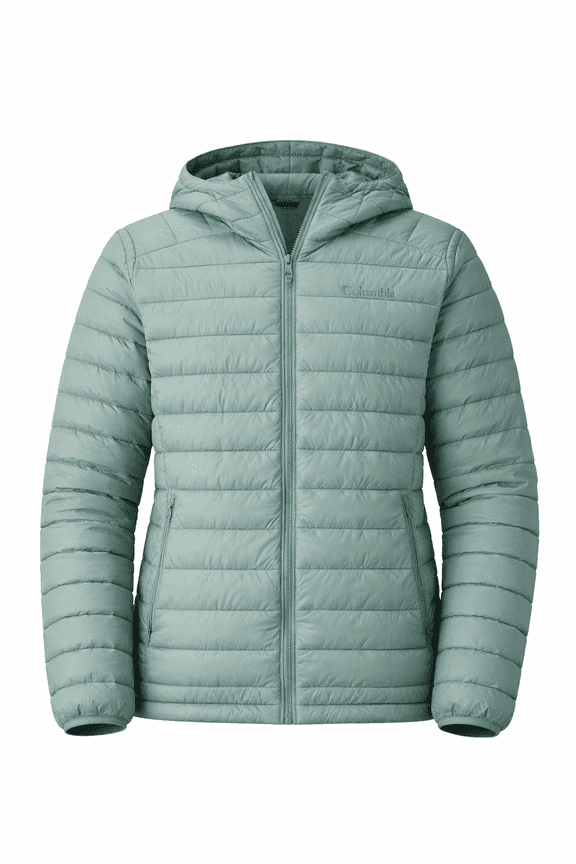 Women's Lightweight Quilted Hooded Jacket Sage Green Zip-Up Puffer Coat - XS
