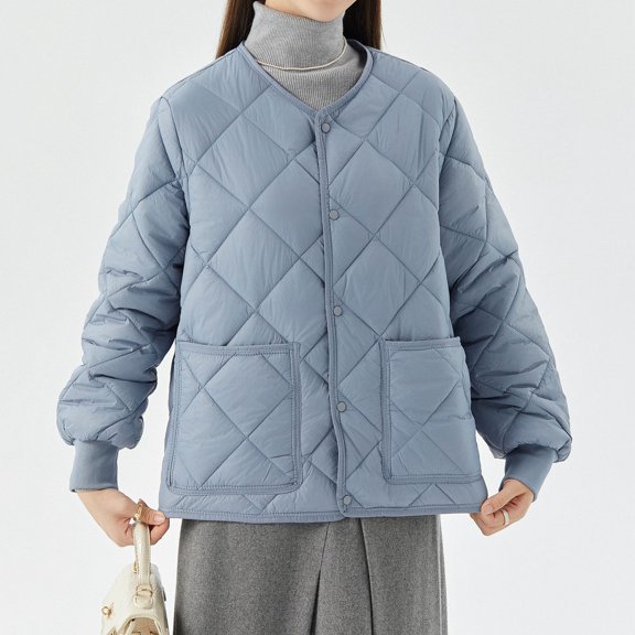 Women's Lightweight Quilted Jacket Long Sleeve Warm Oversized Coat Lined Jacket Women Womens Tall Size Jackets Light Jacket for Juniors Fitted Jacket Women Sweater Jacket Moms Jacket Womens Thin