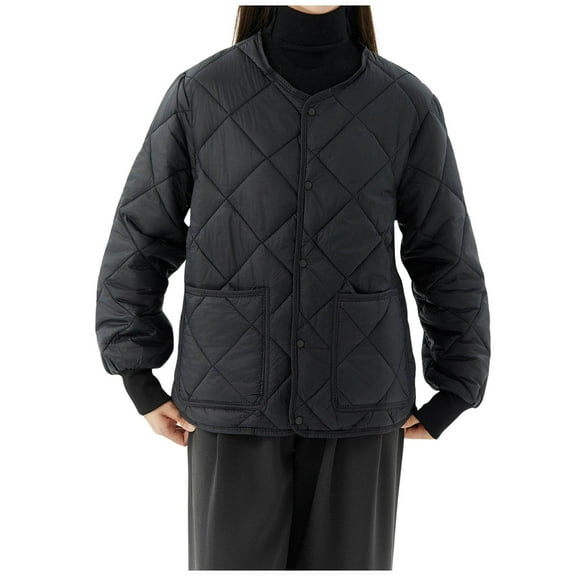 Women's Lightweight Quilted Jacket Long Sleeve Warm Oversized Coat