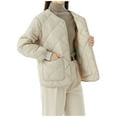 thumbnail image 1 of Women's Lightweight Quilted Jacket Long Sleeve Warm Oversized Coat, 1 of 2