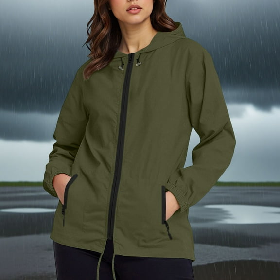 Women's Lightweight Quilted Jacket Quarter Sleeve Hooded with Zipper for Fall Casual