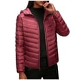 thumbnail image 1 of Women's Lightweight Quilted Puffer Jacket Basic Full Zipper Packable Hooded Bubble Coat for Spring and Winter Wear, 1 of 3