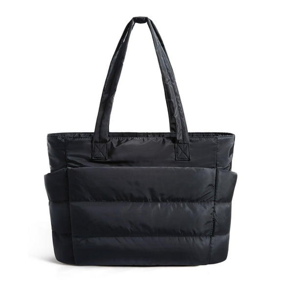 Women's Lightweight Quilted Tote Bag - 20L Puffy Work Bag with Multiple Compartments, Shoulder Handbag for Travel, Work, Gym