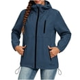 thumbnail image 1 of Women's Lightweight Rain Jacket Waterproof with Hood Packable Thin Windbreaker Jacket with Zip Pockets Navy S, 1 of 8