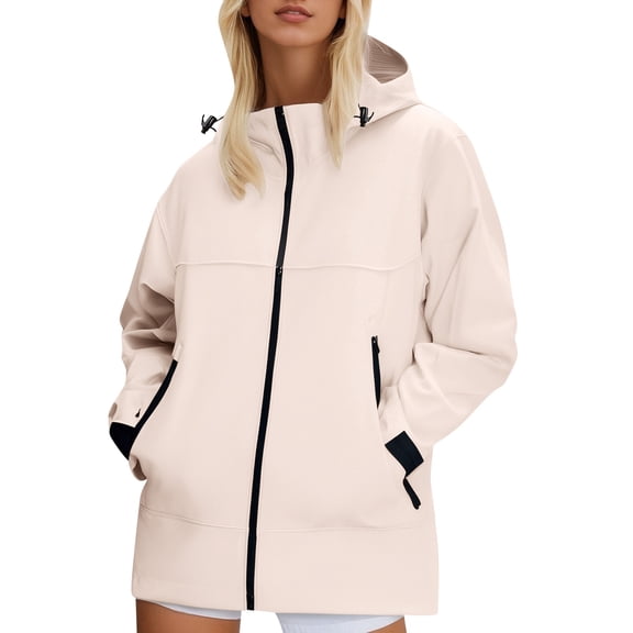 Women's Lightweight Rain Jacket Windbreaker Loose Fit Hooded Raincoat Outdoor Hiking Anorak Water Windproof Casual