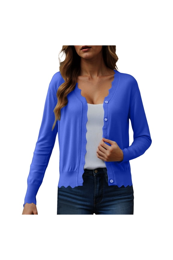 Women’s Lightweight Ribbed Knit Cardigan V Neck Button Down Open Front Long Sleeve Slim Fit Spring Summer Top S-2XL