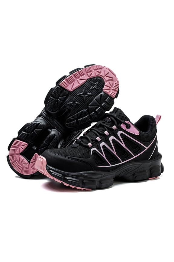 Women's Lightweight Safety Shoes Steel Toe Anti-Smash Anti-Puncture Breathable Non-Slip Work Shoes - Black 7