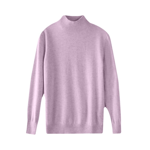 Women's Lightweight Semi Turtleneck Knit Sweater - Casual Office Winter Long Sleeve Pullover
