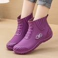 thumbnail image 1 of Women's Lightweight Short Ankle Rain Boots Waterproof Smooth Round Toe Anti Slip Textured Outsole Neutral Shades for Mild Rainy Errands Casual Outdoor Walks Purple 36, 1 of 8