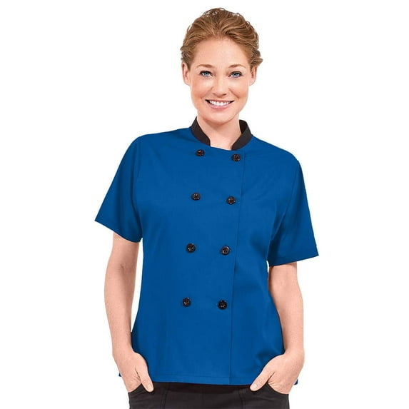 Women's Lightweight Short Sleeve Chef Coat - Chef Coat Women, Blue Chef Coat, Women's Chef Jackets, Womens Chef Coat, Royal Chef Coat, Chef Uniform for Women