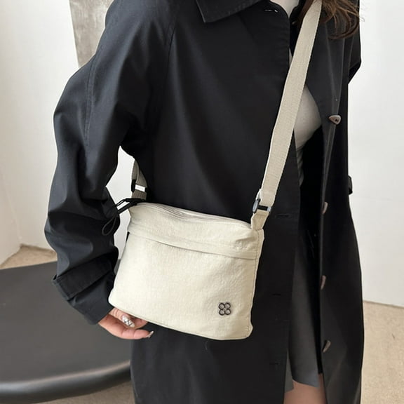 Women's Lightweight Shoulder Bag | Fashionable Casual Messenger Tote | Compact Small Square Cloth Purse | Waterproof | Multi-Pocket Storage | 9x5x2 in | Black Pink Green Beige Yellow | 1 pc