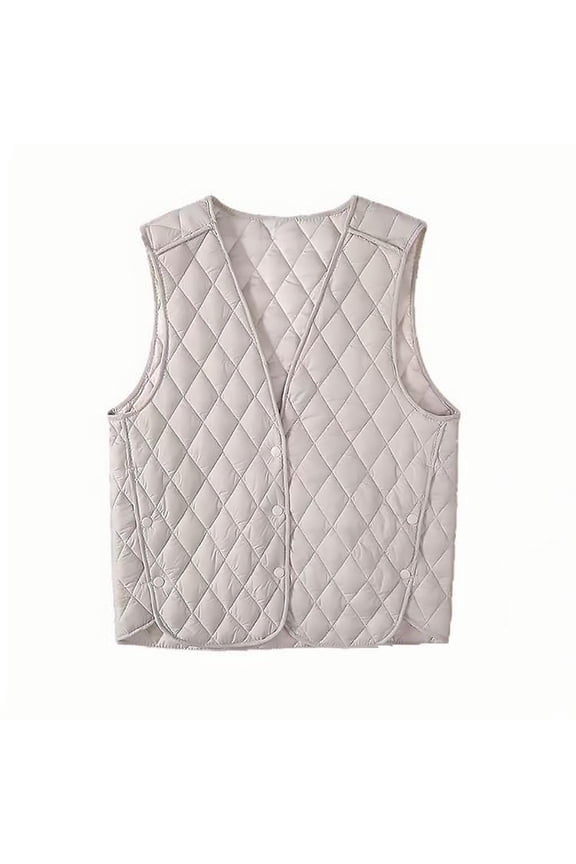 Women’s Lightweight Sleeveless Down Vest Stand Collar Full Zip Thin Cotton Padded Shoulder Warm Liner Jacket for Spring and Fall,White,XXXXL
