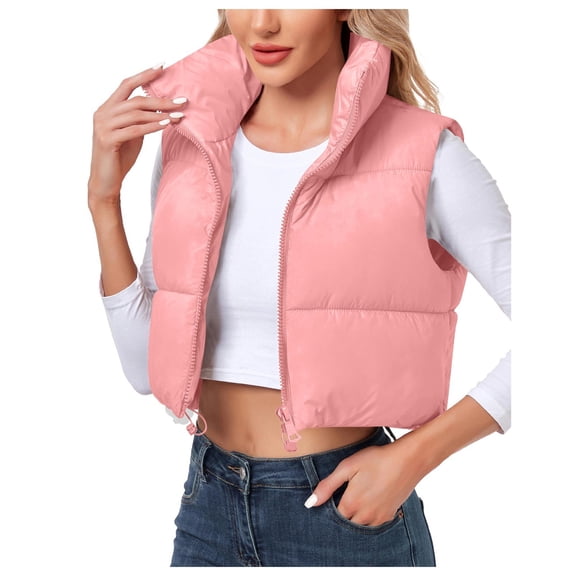Women's Lightweight Sleeveless Down Vest Warm Stand Collar Jacket Winter Casual Outerwear Cozy Comfortable Fashionable