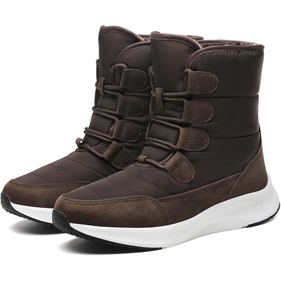 Women's Lightweight Snow boots Waterproof Lace-up Boots Winter Warm Fur Lined Boot High Top Walking Booties
