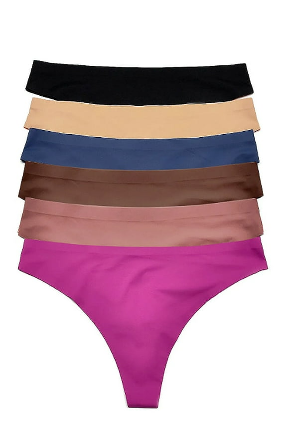 Women's Lightweight Soft Colorful No Line Laser Cut Thongs 12 Pack (S)