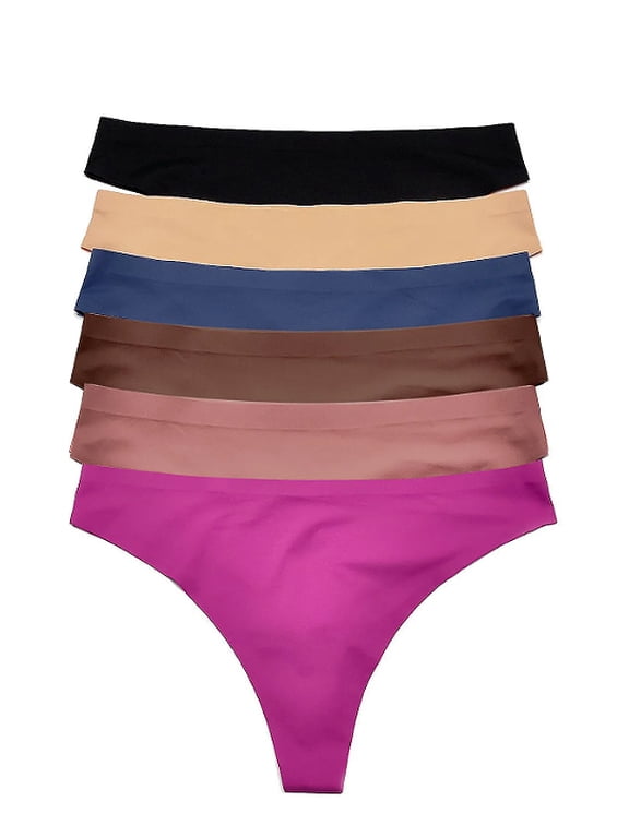 Women's Lightweight Soft Colorful No Line Laser Cut Thongs 12 Pack (S)