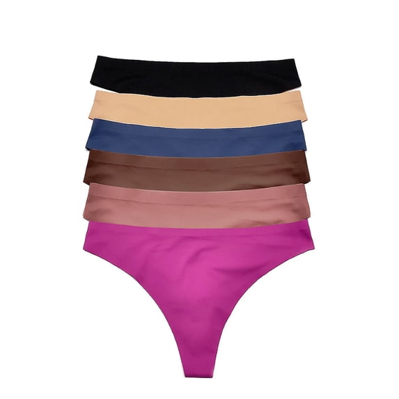 Women's Lightweight Soft Colorful No Line Laser Cut Thongs 12 Pack (XL)