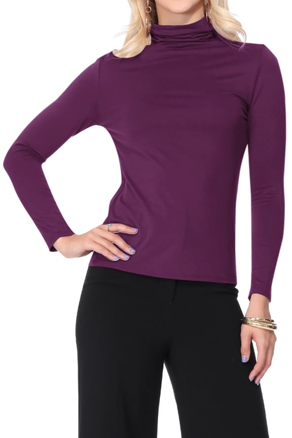 Moa Collection Women's Lightweight Soft Long Sleeve Solid Mock Neck Sweater Turtleneck S-3XL
