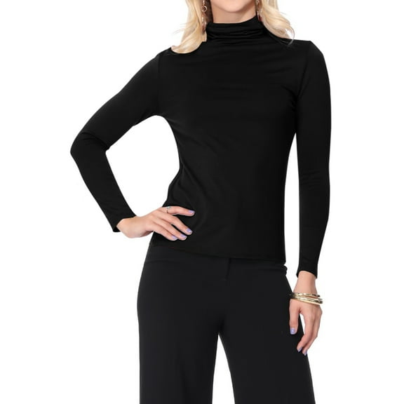 Moa Collection Women's Lightweight Soft Long Sleeve Solid Mock Neck Sweater Turtleneck S-3XL