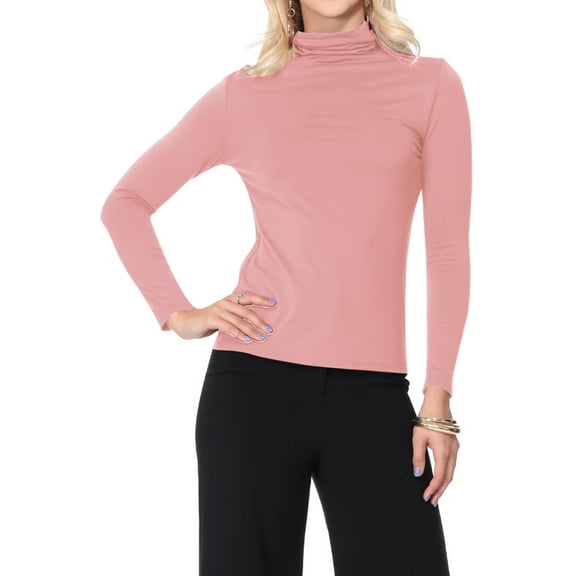Moa Collection Women's Lightweight Soft Long Sleeve Solid Mock Neck Sweater Turtleneck S-3XL