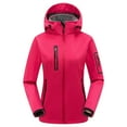 thumbnail image 1 of Women's Lightweight Softshell Jacket with Hood Fleece Lined Warm Waterproof Windbreaker Full Zip Jacket for Running Golf Hiking, 1 of 6