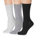 thumbnail image 1 of Women's Lightweight Solid Black White Grey Long Cotton Assorted Crew Socks Packs, 1 of 1