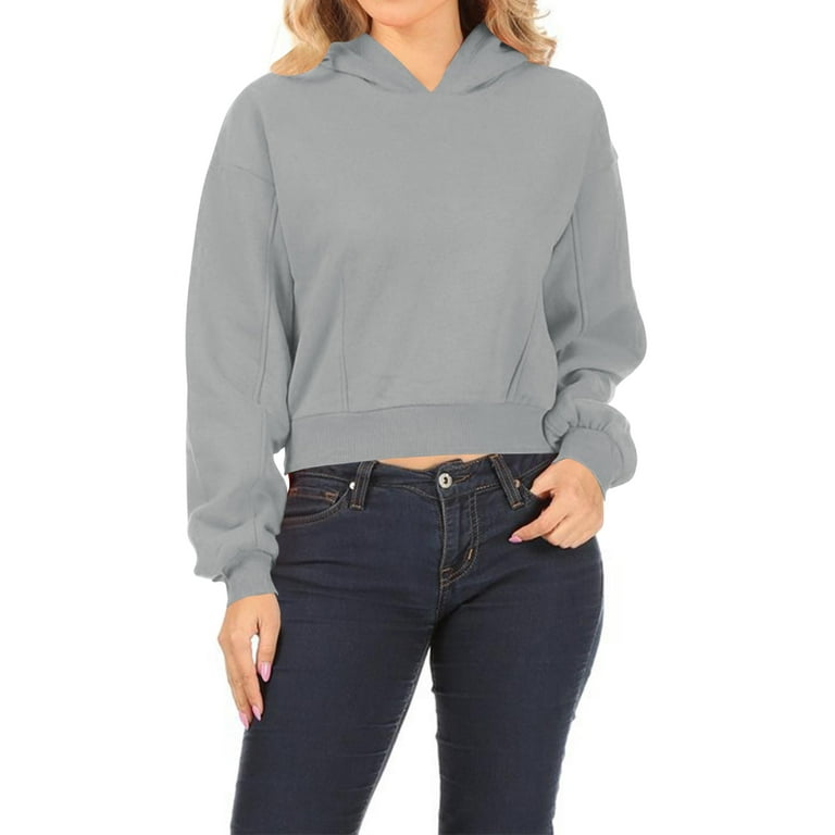 Women s Lightweight Solid Long Sleeve Sweatshirts Pullover Hoodie Top
