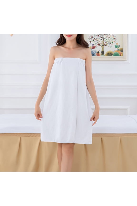 Women's Lightweight Spa Towel Wrap, Soft Adjustable Bathrobe for Beach, Pool, Gym, Full-Length Polyester Bath Wrap, White, 140x80cm, Machine Washable, Travel-Friendly, Versatile Swim Cover-Up