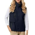 thumbnail image 1 of Women's Lightweight Stand Collar Padded Down Vest Full Zipper Pocket Jacket Vest Ideal For Running Hiking And Traveling, 1 of 5