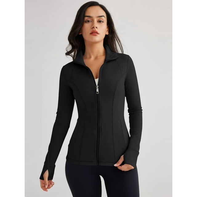Women's Lightweight Stretchy Workout Full Zip Running Track Jacket with