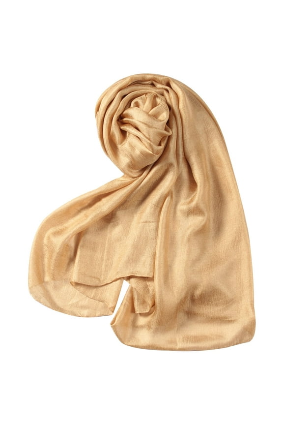 Women's Lightweight Striped Scarf - Chiffon Scarf for Spring & Summer - Breathable Printed Fashion Scarf - Versatile Beach Cover Up - Machine Washable (Gold/Sky Blue/Denim)