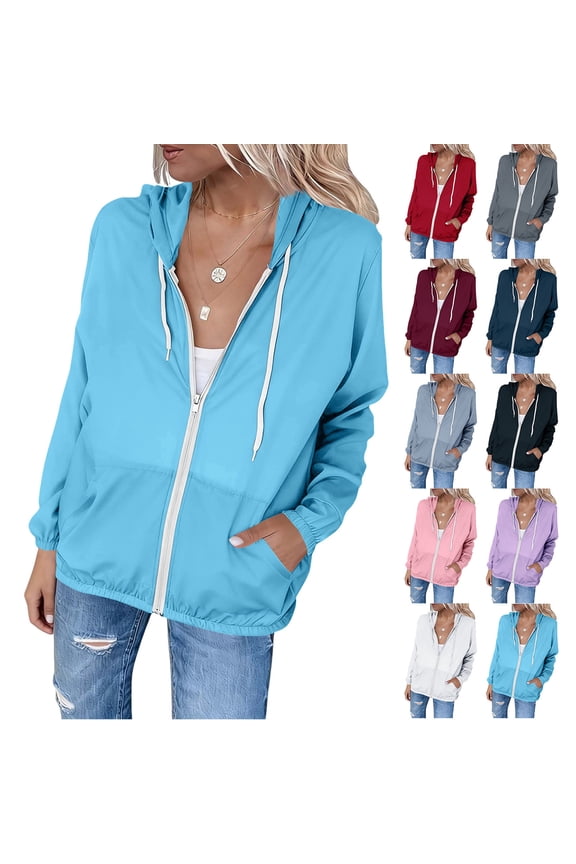 Women's Lightweight Sun Protection Jacket Long Sleeve Upf Shirt Coat with Zippered Front Double Pockets Casual Travel Beach Vacation Outdoor Essential | CSEONE,Red XL