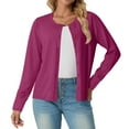 thumbnail image 1 of Women's Lightweight Sweater Cardigans Button Down Long Sleeve Crewneck Knit Cardigan Jackets Solid Color Knitwear (2XL, Purple), 1 of 6