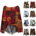 thumbnail image 1 of Women's Lightweight Sweater Casual Long Sleeve Knitted Vintage Floral Print Pullover for Fall and Winter, Cozy and Stylish, Ideal for Casual Wear,Red,Size XL, 1 of 5
