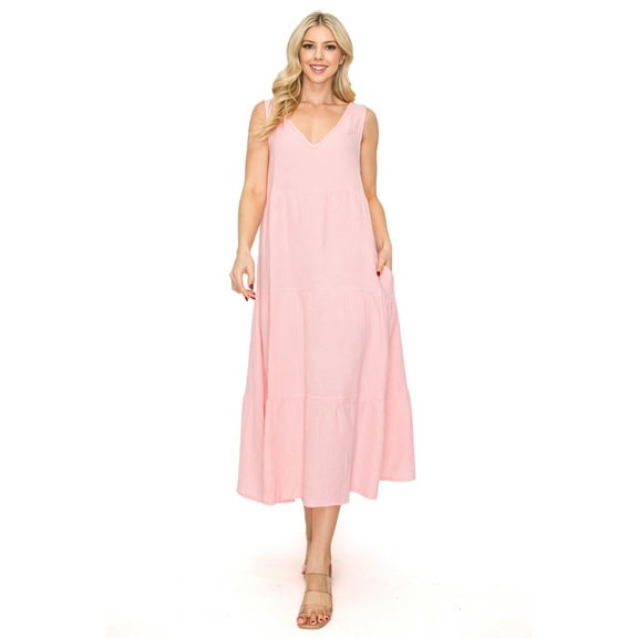 Moa Collection Women's Lightweight Tiered Gauze Maxi Dress with Relaxed Fit