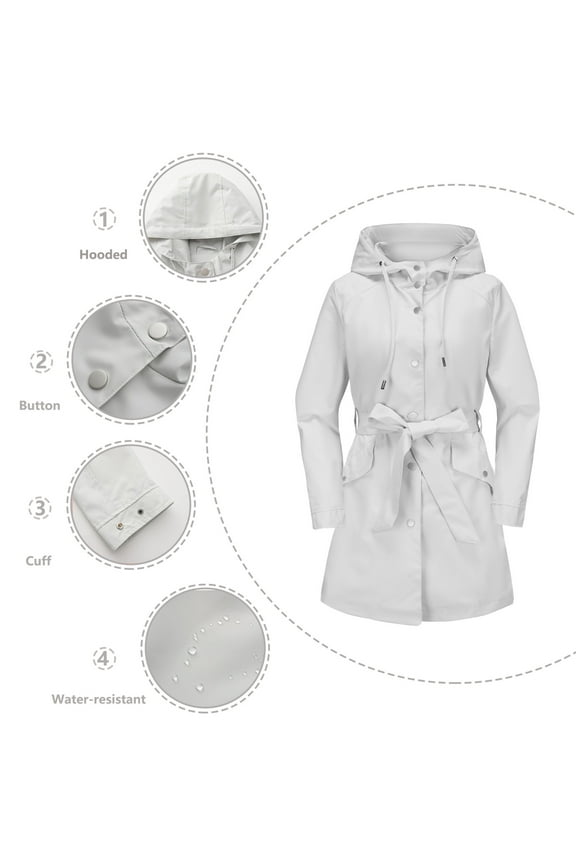 Women's Lightweight Utility Jacket Button Down Spring Waterproof Belted Coat Fall Casual Hoodies