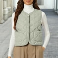 thumbnail image 1 of Women's Lightweight Down Vest, Sleeveless Quilted Puffer Jacket with Cotton Blend Shell, Warm Winter Insulated Vest, Slim Fit Casual Sleeveless Coat for Women, Cold Weather Thermal Vest Light Green, 1 of 4