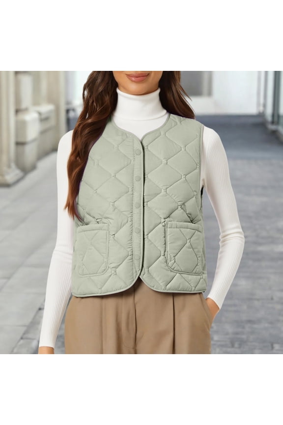 Women's Lightweight Down Vest, Sleeveless Quilted Puffer Jacket with Cotton Blend Shell, Warm Winter Insulated Vest, Slim Fit Casual Sleeveless Coat for Women, Cold Weather Thermal Vest Light Green