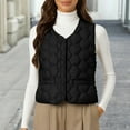 thumbnail image 1 of Women's Lightweight Down Vest, Sleeveless Quilted Puffer Jacket with Cotton Blend Shell, Warm Winter Insulated Vest, Slim Fit Casual Sleeveless Coat for Women, Cold Weather Thermal Vest Black XXL, 1 of 4