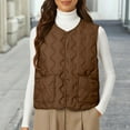 thumbnail image 1 of Women's Lightweight Down Vest, Sleeveless Quilted Puffer Jacket with Cotton Blend Shell, Warm Winter Insulated Vest, Slim Fit Casual Sleeveless Coat for Women, Cold Weather Thermal Vest Coffee XXXXXL, 1 of 5