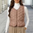 thumbnail image 1 of Women's Lightweight Down Vest, Sleeveless Quilted Puffer Jacket with Cotton Blend Shell, Warm Winter Insulated Vest, Slim Fit Casual Sleeveless Coat for Women, Cold Weather Thermal Vest Coffee XXXXXL, 1 of 4