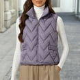 thumbnail image 1 of Women's Lightweight Down Vest, Sleeveless Quilted Puffer Jacket with Cotton Blend Shell, Warm Winter Insulated Vest, Slim Fit Casual Sleeveless Coat for Women, Cold Weather Thermal Vest Purple XXXL, 1 of 4