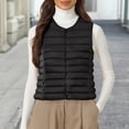 thumbnail image 1 of Women's Lightweight Down Vest, Sleeveless Quilted Puffer Jacket with Cotton Blend Shell, Warm Winter Insulated Vest, Slim Fit Casual Sleeveless Coat for Women, Cold Weather Thermal Vest Black XXL, 1 of 4