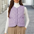 thumbnail image 1 of Women's Lightweight Down Vest, Sleeveless Quilted Puffer Jacket with Cotton Blend Shell, Warm Winter Insulated Vest, Slim Fit Casual Sleeveless Coat for Women, Cold Weather Thermal Vest Light Violet, 1 of 4