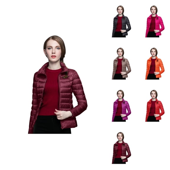 Women's Lightweight Warm Puffer Jacket – Windproof Winter Coat with Recycled Insulation, Slim Short Down Outerwear, Packable with Storage Bag, Solid White